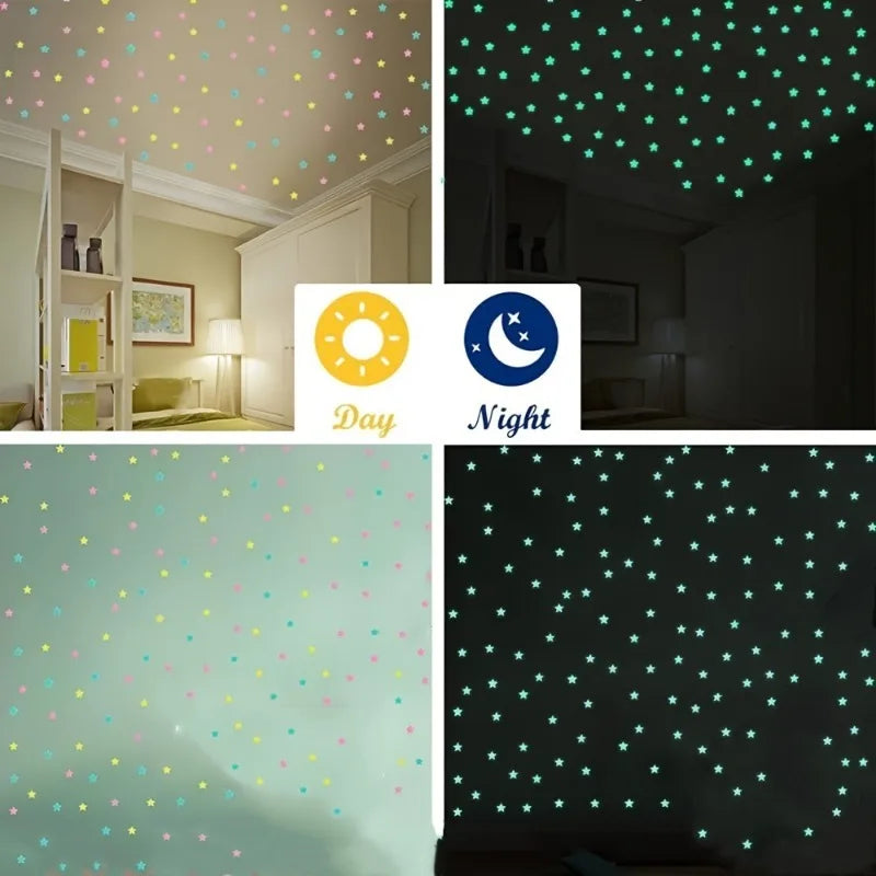 3D Stars Luminous Fluorescent Wall Stickers