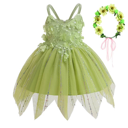 Sleeveless Butterfly Design Princess Puffy Dress For Girls childrensterritory