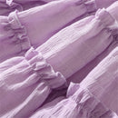 Cold Shoulder Shirred Frill Beach Party Dress for Young Girls