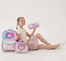 Sequin Heart and Star Design School Backpack Set for Girls childrensterritory