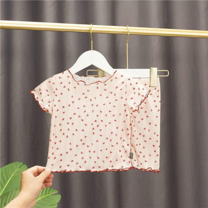 Printed 2pcs/set Toddler Girls Top and Pajama Set Home Wear childrensterritory
