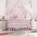 Twin Size Pink Metal Bed Frame with Headboard childrensterritory
