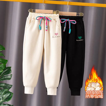 Thick Warm Fleeced Love Print Kids Sweatpants childrensterritory