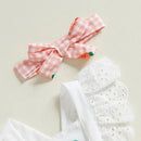 Baby Girl Square Neck Carrot Print Bodysuit with Headband childrensterritory