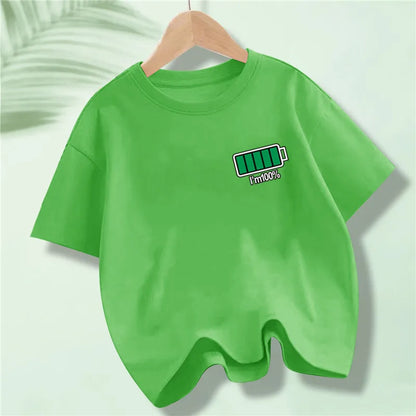 Kids 100% Full Battery Design T-shirts for Summer childrensterritory