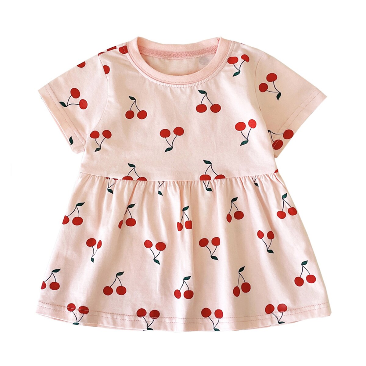 Fruit Print Little Girls Summer Holiday Cotton Dresses childrensterritory