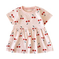 Fruit Print Little Girls Summer Holiday Cotton Dresses childrensterritory