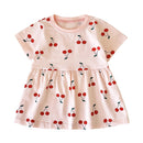 Fruit Print Little Girls Summer Holiday Cotton Dresses childrensterritory
