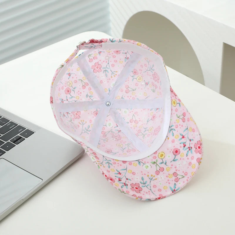 Little Girls Floral Design Adjustable Sports Hats childrensterritory