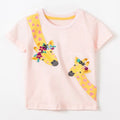 Kids Girls Stylish Cartoon Animal Prints Cotton Tops Tees for Summer childrensterritory