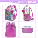 Sequin Mermaid Design Backpack with Lunch Box Set for Kids childrensterritory