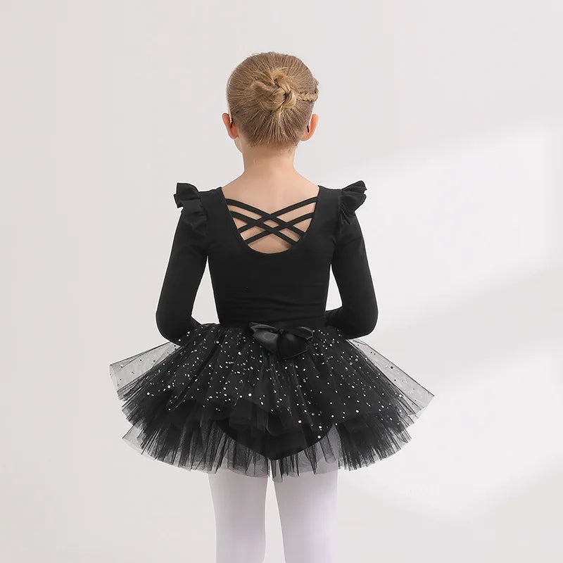 Kids' Girls' Designer Gymnastics Ballet Leotard with Tutu Skirt