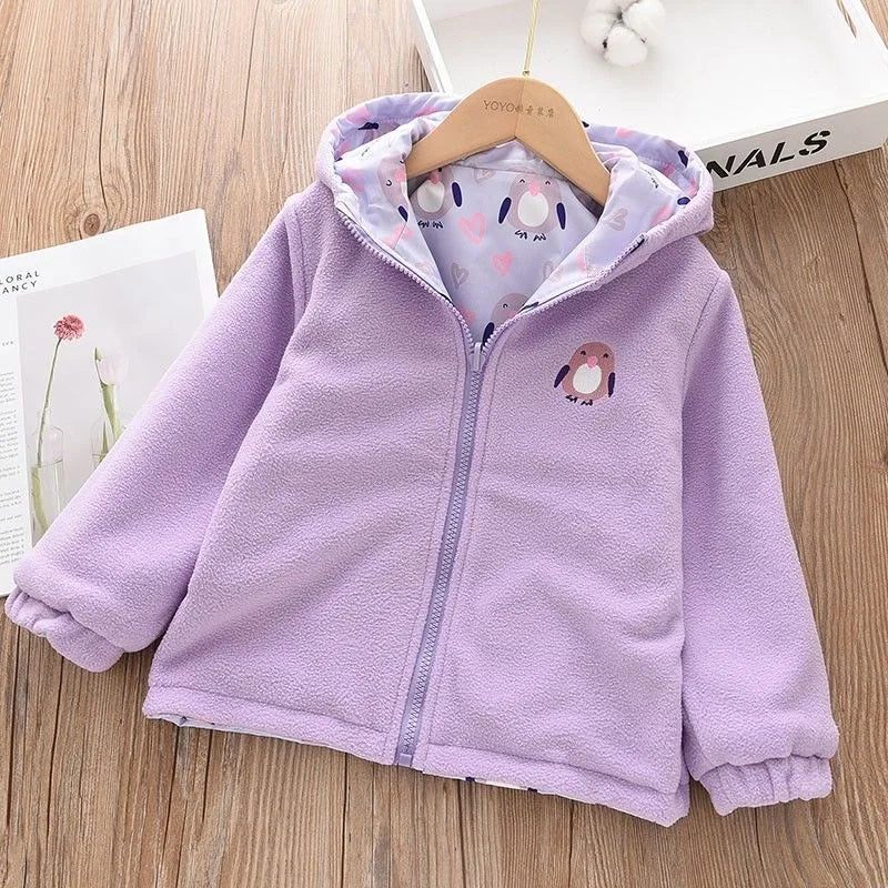 Kids Girls Double-Faced Cartoon Print Korean Style Coats childrensterritory