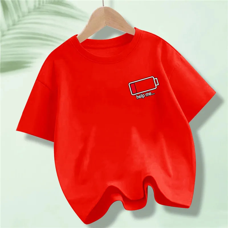 Kids 100% Full Battery Design T-shirts for Summer childrensterritory