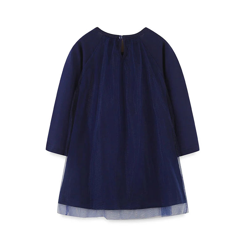 Kids Girls Hearts Applique Long Sleeves Party Dresses childrensterritory