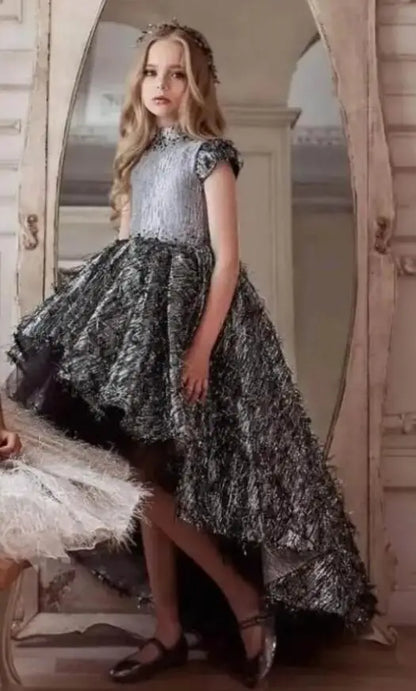 Kids Girls Puffy Glitter Pearls Wedding Pageant Gowns childrensterritory