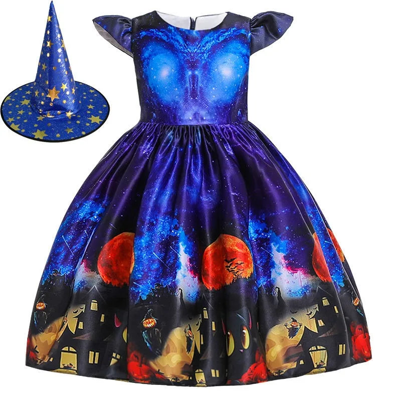 Vampire Pumpkin Print Halloween Costume for Kids Girls