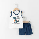 Kid Boy Girl Cartoon Design Sleeveless Cotton Vest and Pajamas Sets childrensterritory
