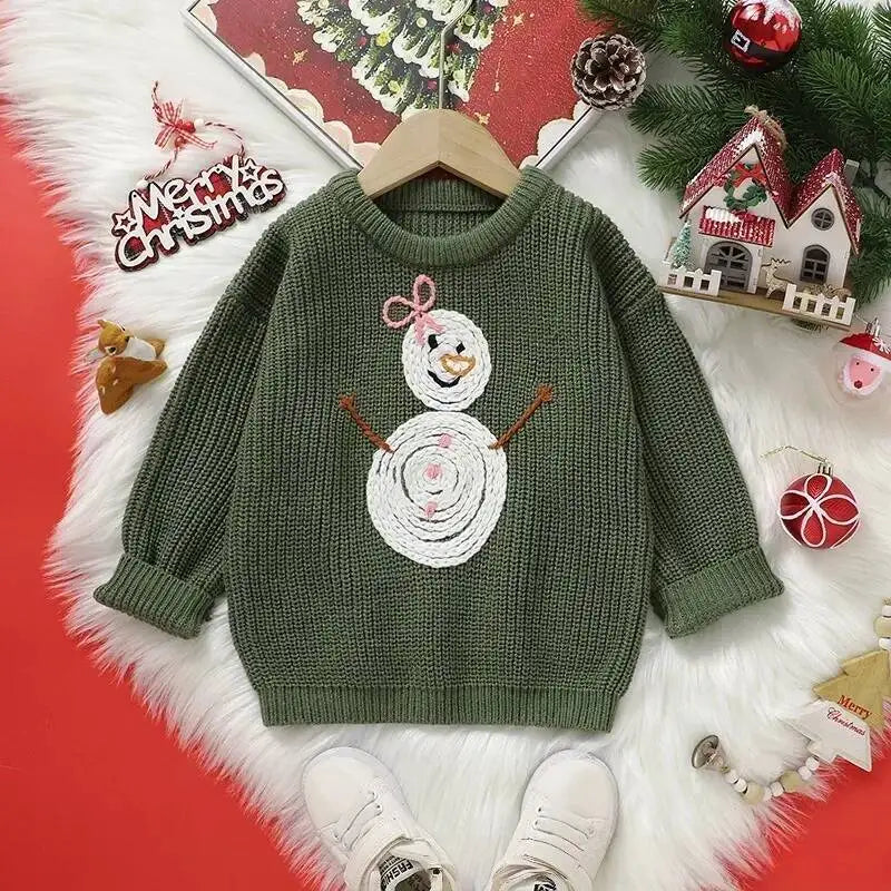 Kids Embroidery Design Long Sleeves Winter Sweater