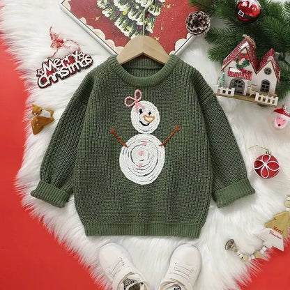 Kids Embroidery Design Long Sleeves Winter Sweater