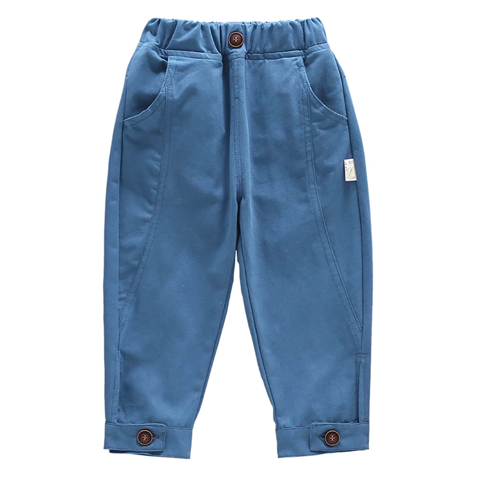 Solid Color Casual Style Trousers For Little Girls