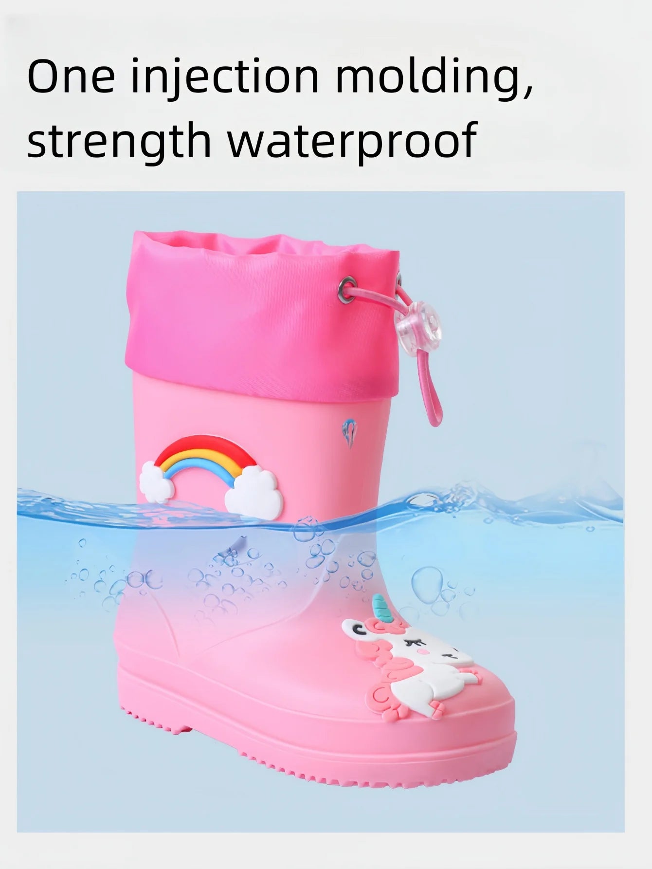 Cartoon Unicorn Design Buckle Non-slip Rain Shoes for Kids childrensterritory