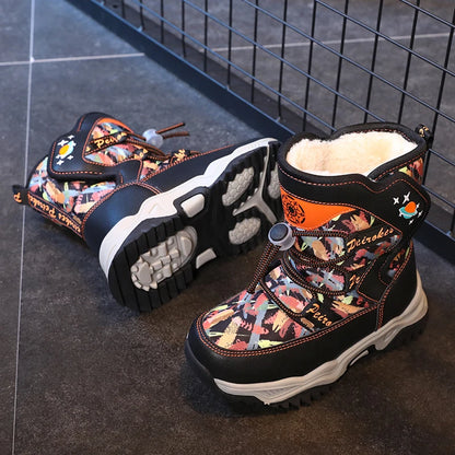 Kids High Top Plush Waterproof Warm Snow Boots childrensterritory