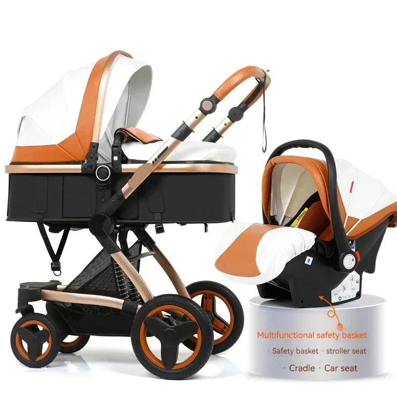 3-in-1 Foldable Baby Carriage Prams With Car Seat