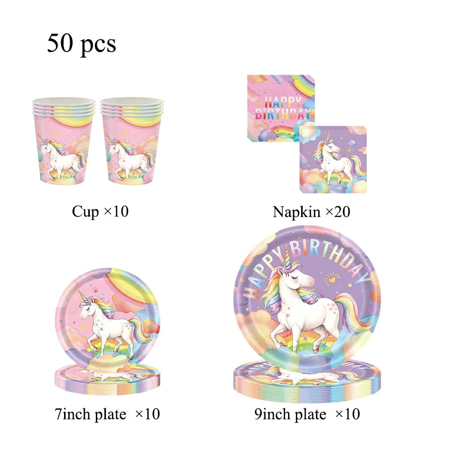 Kids Unicorn Theme Birthday Party Decorations Set