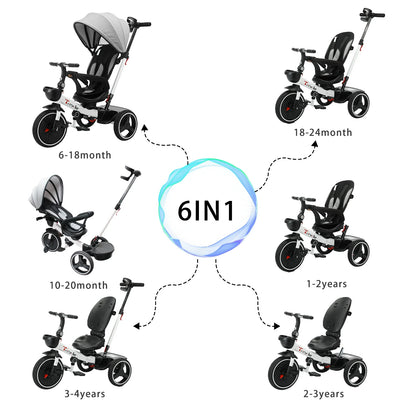 6-in-1 Folding Baby Push Bike with Detachable Guardrail childrensterritory