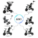 6-in-1 Folding Baby Push Bike with Detachable Guardrail childrensterritory