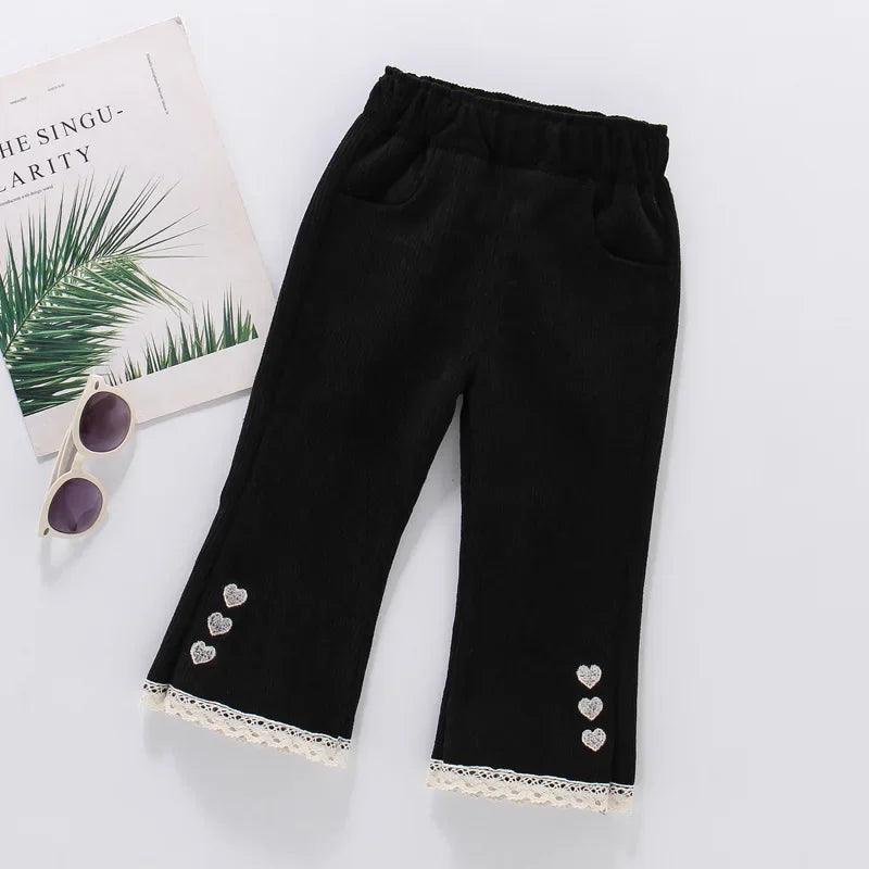 Kids Girls Corduroy Long-Flared Pants for Spring Autumn childrensterritory
