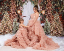 Mother-Daughter Ruffle Tulle Matching Party Dresses