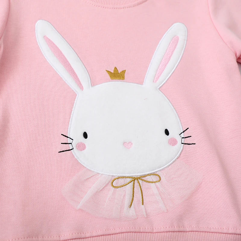 Little Girls Cartoon Rabbit Design Pink Sweatshirt childrensterritory