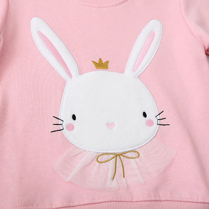 Little Girls Cartoon Rabbit Design Pink Sweatshirt childrensterritory