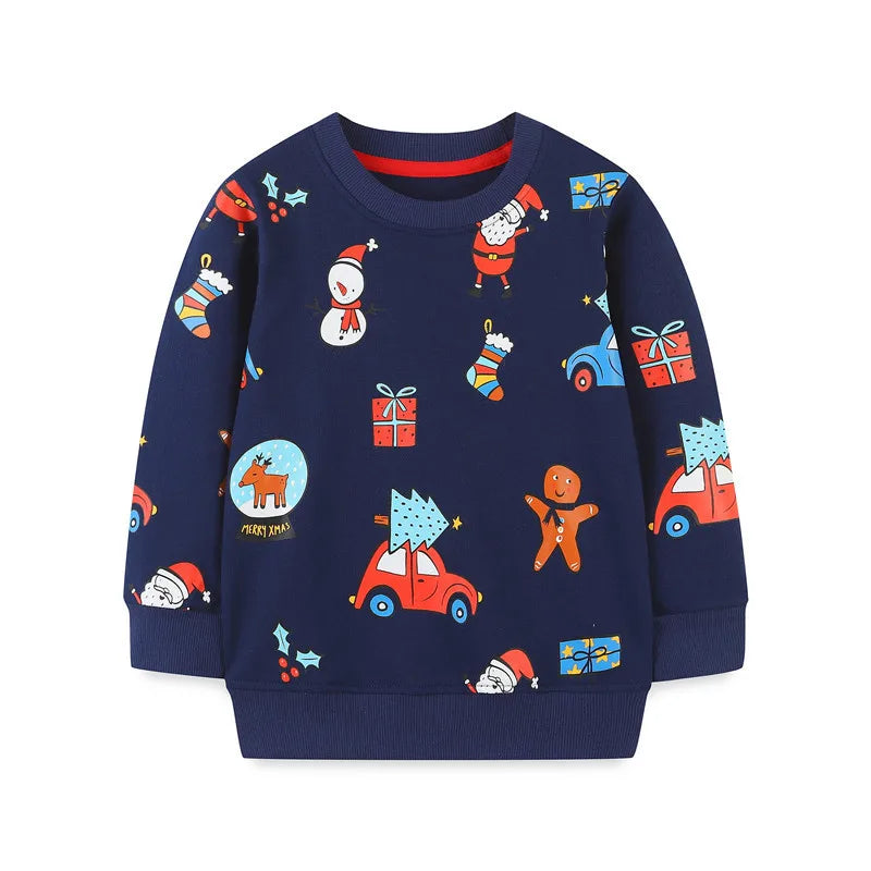 Cartoon Animal Print Long Sleeve Kids Boys Sweatshirts