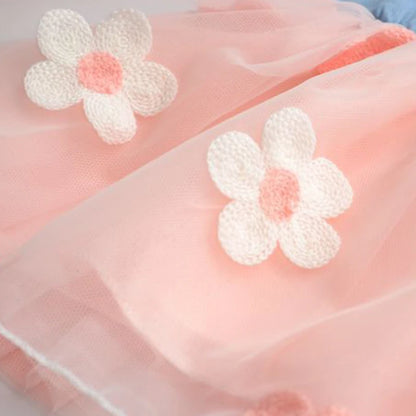 Baby Girl Flower Mesh Denim Dress for Summer childrensterritory