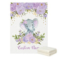 Custom Name with Flower Elephant Print Baby Bedding Set