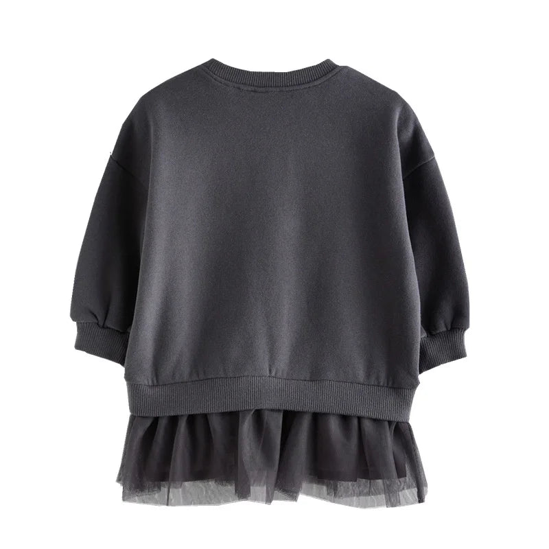 Kids Girls Bear Beading Long Sleeve Party Dresses childrensterritory