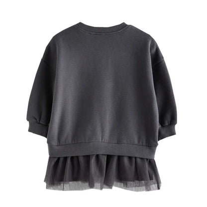 Kids Girls Bear Beading Long Sleeve Party Dresses childrensterritory