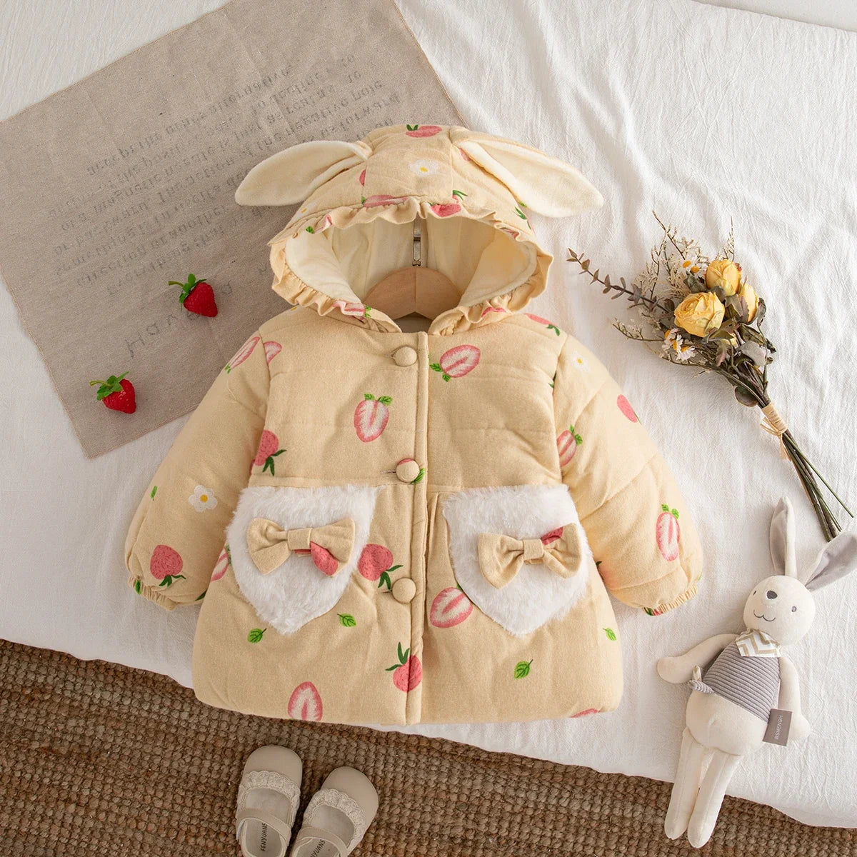 Girls Cartoon Design Winter Warm Jackets childrensterritory