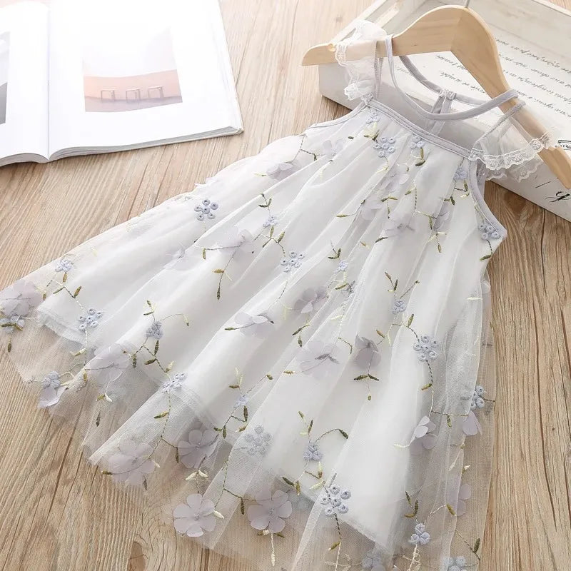 Sweet Flower Embroidery Girl Princess Dress childrensterritory