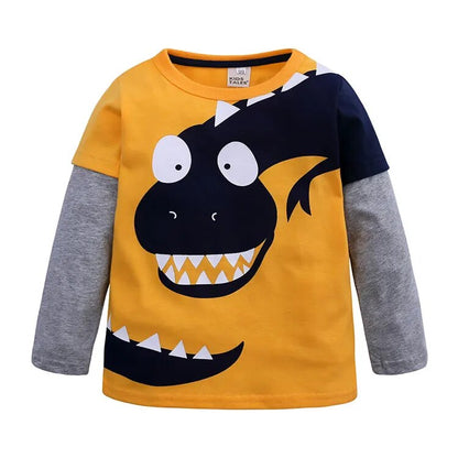 Cartoon Dinosaur Print Kids Boys Casual T-shirts/Tops childrensterritory