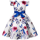 Little Girls Flying Sleeve Floral Birthday Party Dresses childrensterritory