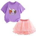 Kids Girls Marie Cat Design Summer T-shirt & Tutu Skirt Set childrensterritory