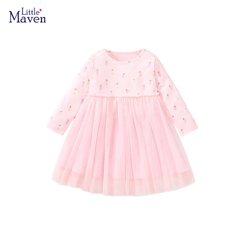 Little Girls Cartoon Ballet Girls Design Mesh Princess Dress childrensterritory