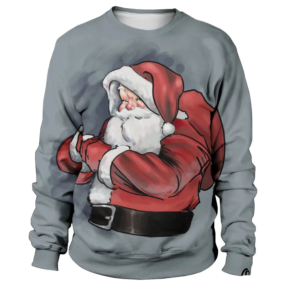 Funny Santa Claus Printed Sweatshirts For Men childrensterritory