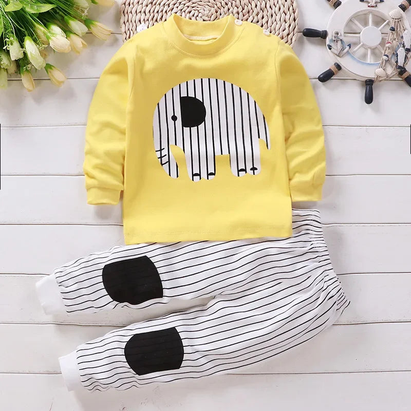 Kids Cartoon Print Casual Winter Clothing Set