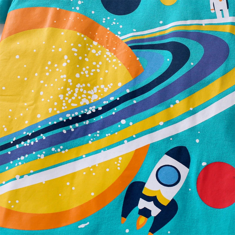 Universe Astronaut Planet Print Summer Boys T-Shirt childrensterritory