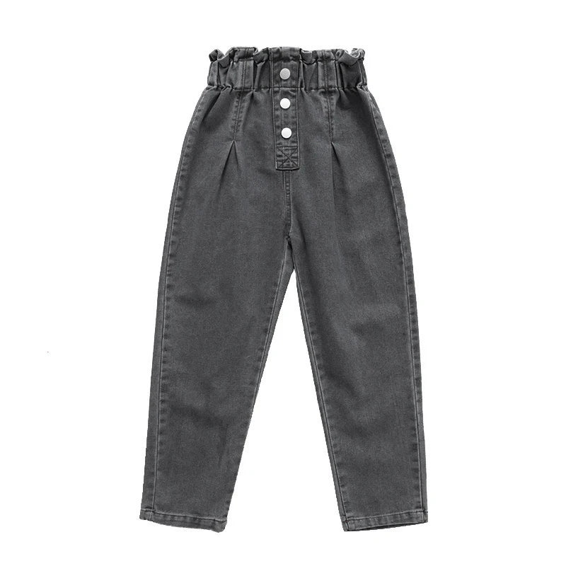 Casual High Waist Elastic Denim Pants for Girls childrensterritory